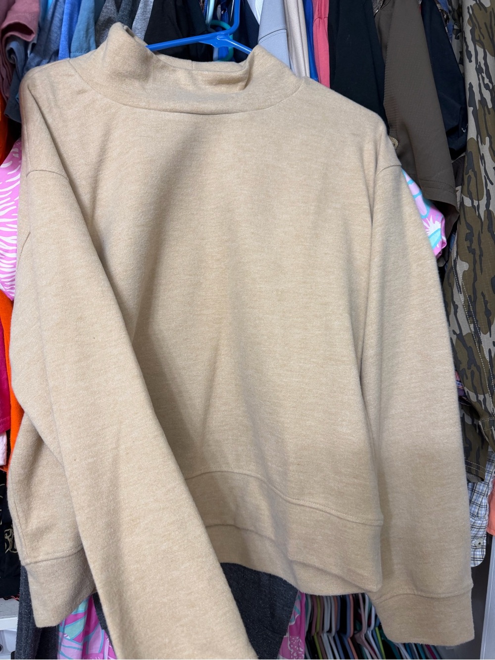 Double Zero Tan Mock Neck Pullover Sweater